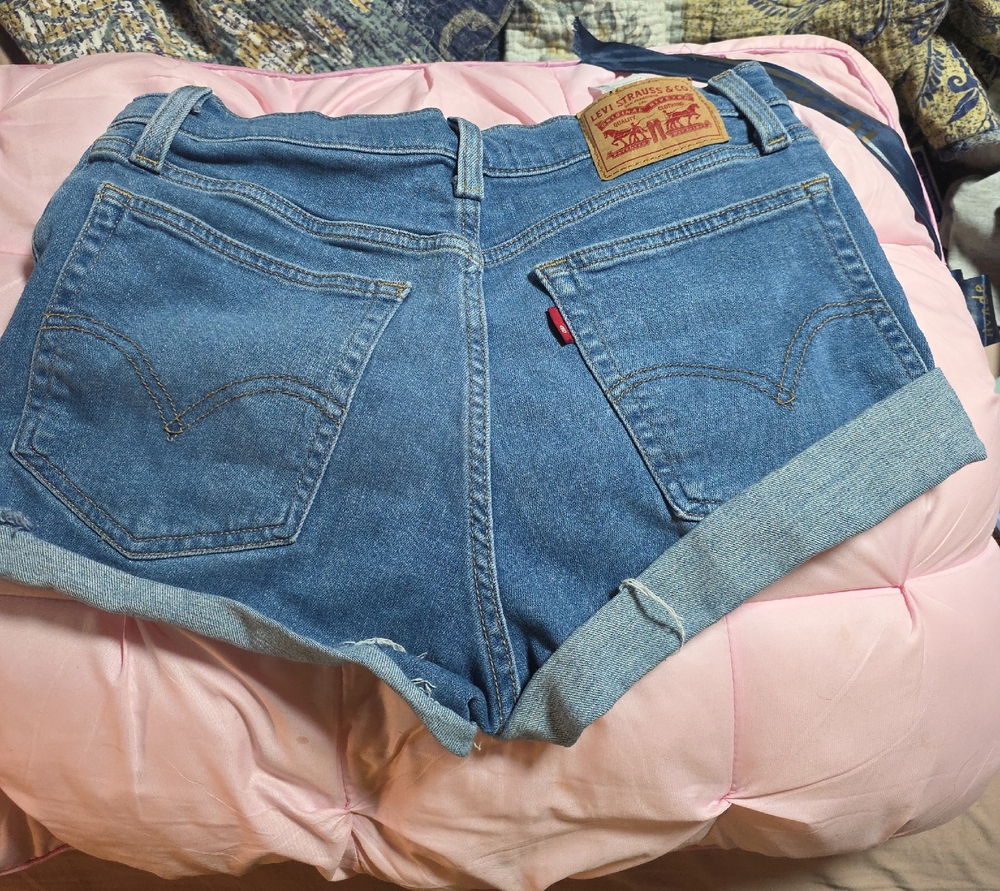 Levi's Blue Rolled-Hem Denim Shorts